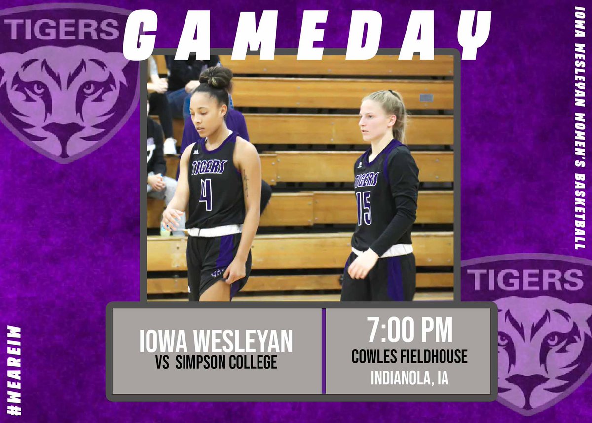 IWTigersWBB's tweet photo. ‼️GAMEDAY‼️ #WeAreIW 
🆚 Simpson College
📍 Indianola, IA
🕰 7:00pm
📺 https://t.co/iDCDw6uwLI https://t.co/Us2ea41blc