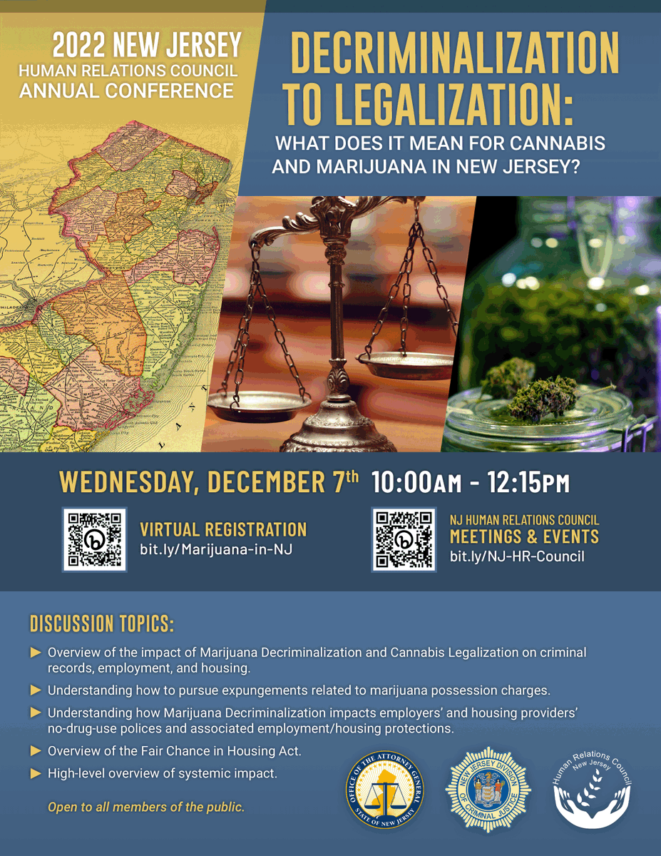 If you are interested in where we are with cannabis and today's laws, please join us for this webinar on 'Decriminalization to Legalization' What does it mean for cannabis and marijuana in New Jersey? This is part 1 of a 2-part series open to the public.