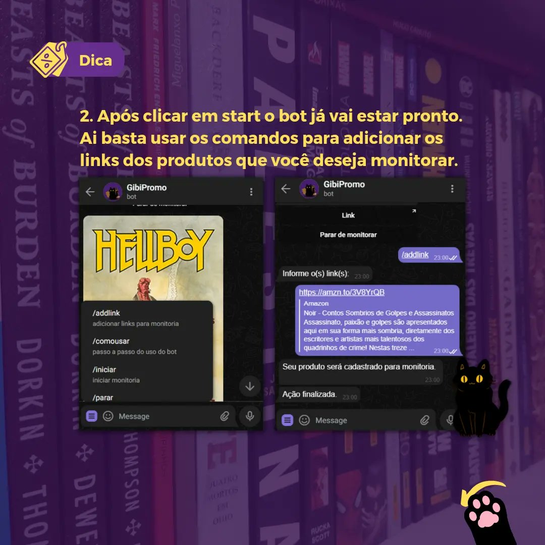 GibiPromo's tweet photo. Sabia que a GibiPromo também está no Telegram?

Você pode usar nosso bot para monitorar produtos na Amazon e receber notificações quando tiver uma redução no preço.

Pra usar é só seguir o passo-a-passo da imagem.

E aí, já usou nosso bot? Comenta aí.

https://t.co/bIXPl7F5S4 https://t.co/NdrIMI99bv