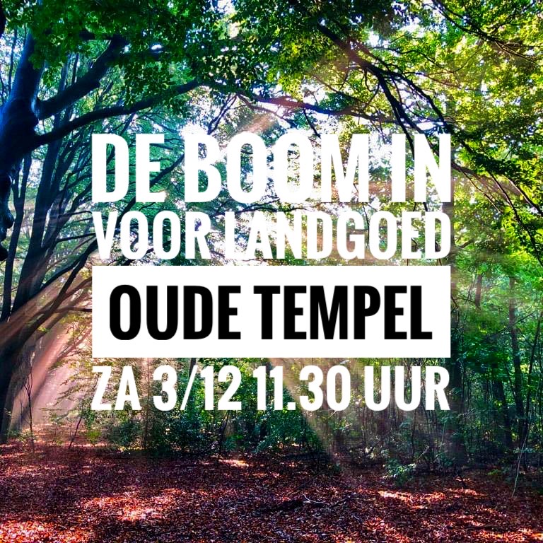 Op 3 december voeren we weer actie tegen de geplande bomenkap op landgoed <a href="/OudeTempel/">Landgoed Oude Tempel Soesterberg</a>. Statenlid @HiltjeKeller is daar ook bij aanwezig. In Soest staan veel gebouwen leeg, maar toch dreigt de natuur hier vernietigd te worden voor een woningbouwproject. #protest #pvdd #teamplanet