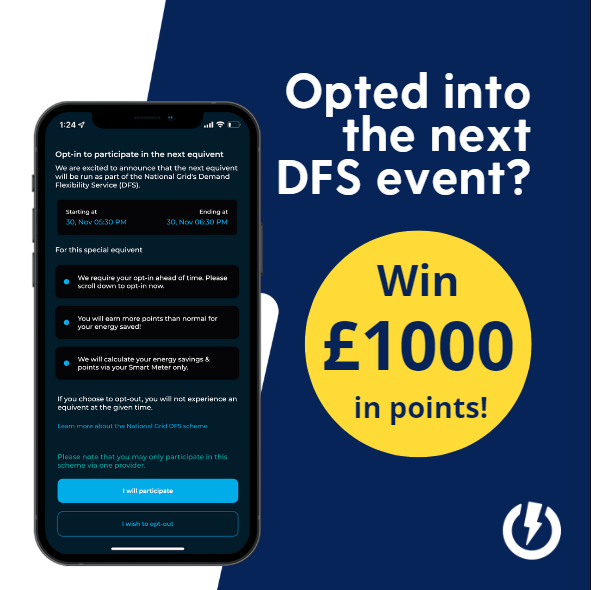equiwatt's tweet photo. 🤔Opted into the next DFS event with us?

🎁Every time you take part and earn points in a DFS event you will earn 1 entry to a prize draw for the chance to WIN £1000 in points!

🥳Plus you could earn an extra £20 for sharing your #MyequiwattSavings from tonight's event! https://t.co/com1nxRir2