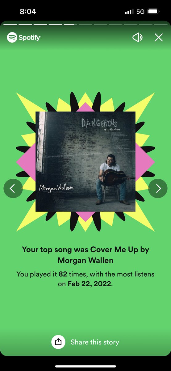 Mrs_dovington's tweet photo. Spotify released my music review for the year.. no secret that @MorganWallen is in my top listeners. I’ll die the day I get to hear cover me up in person. https://t.co/gsyfGeP93L