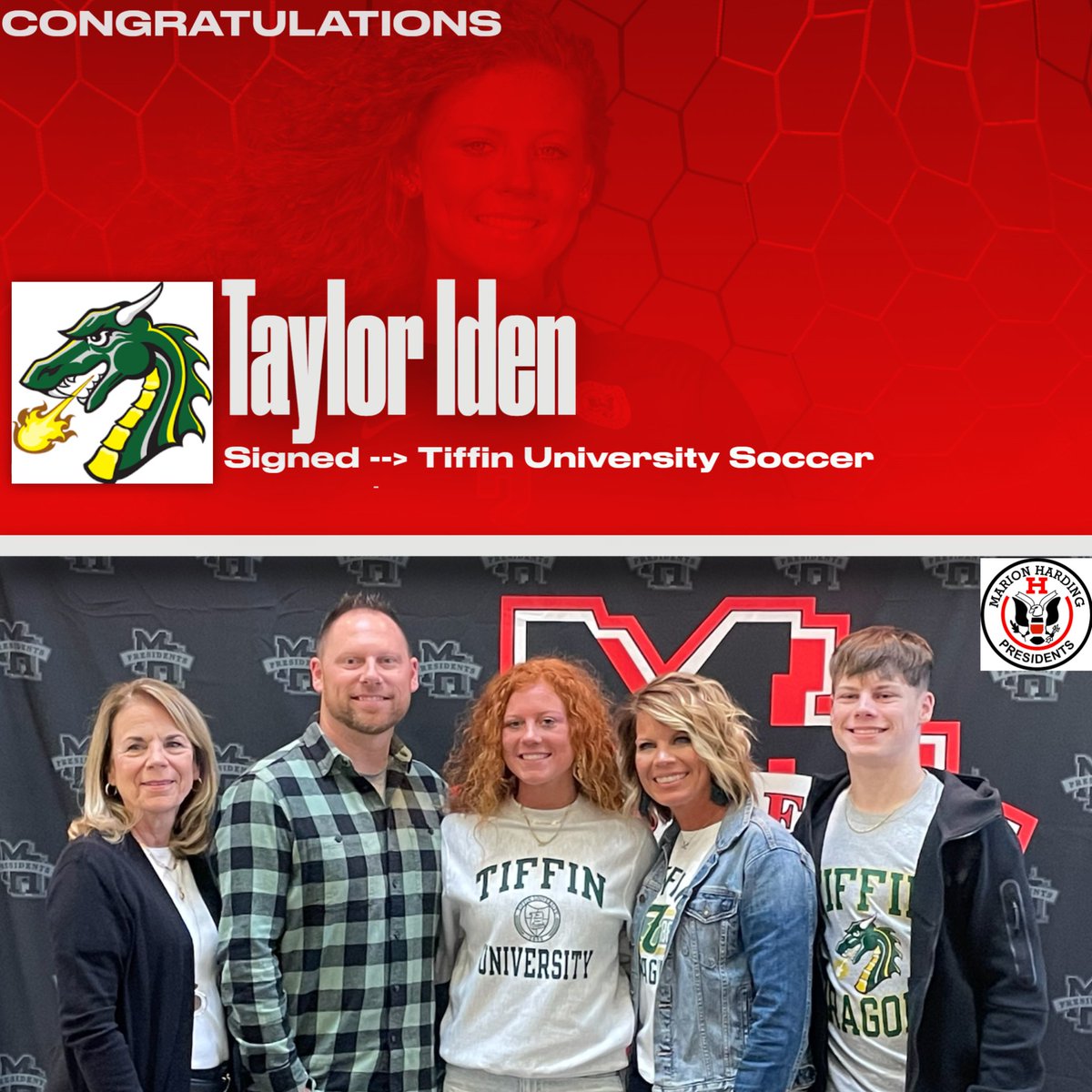 HardingPrexies's tweet photo. Congratulations Taylor!  Best wishes from your Marion Harding family on your exciting future as a TU Dragon!!!

@mcspresidents https://t.co/8Xl71S4pvn