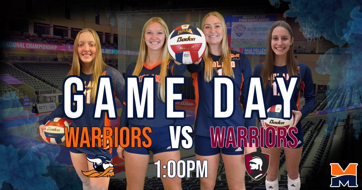 Midland_VBall's tweet photo. Your Warriors are back, but this time in Sioux City, IA chasing the red banner! Pool play starts today vs the Warriors of Westmont College. Tune into the livestream or come on out to the Tyson Center.😈🤠
📍Sioux City, IA.
⏰1:00PM
📺 https://t.co/OtHoufnmiC https://t.co/x20Qt3WWbO