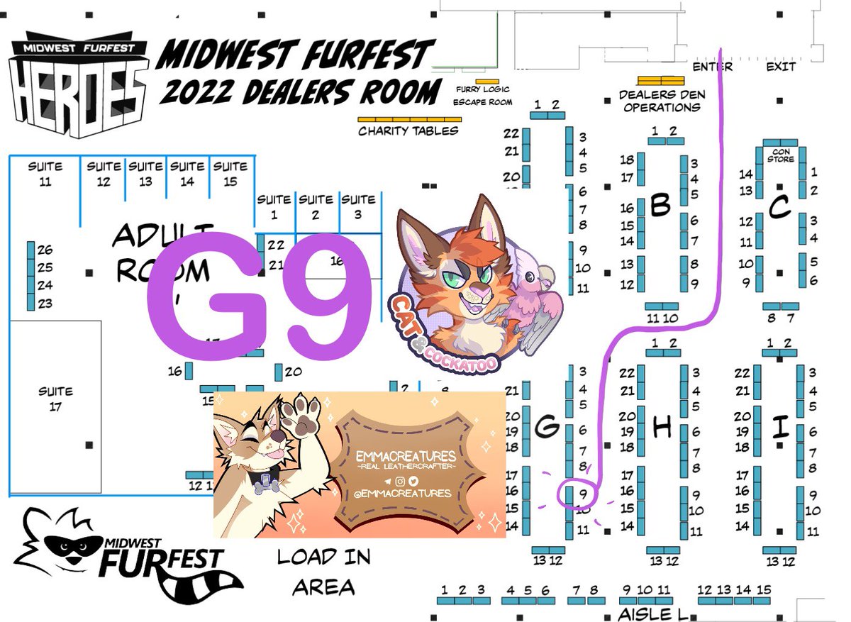 Emmacreatures's tweet photo. Come find me and @CatandCockatoo at table G9 at this year's MFF dealersden! We have kigu's, a lovely partial, bandana's, keychains and lots of leather collars available💕 https://t.co/HXvY20AW9P