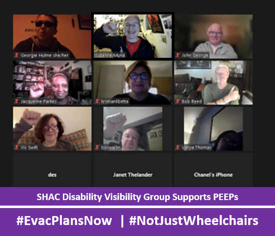 SHAC_Action's tweet photo. SHAC Disability Visibility stands in solidarity with CLADDAG & the campaign for personal emergency evactuation plans (PEEPs). Disgracefully, government rejected this recommendation from the Grenfell Tower fire inquiry.
@claddag
#EvacPlansNow #NotJustWheelchairs https://t.co/PmOoV7hpY6
