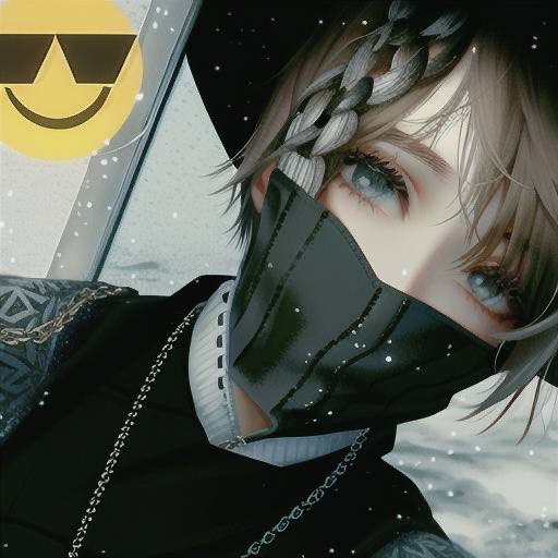 solo 1girl short hair chain mouth mask hat looking at viewer  illustration images