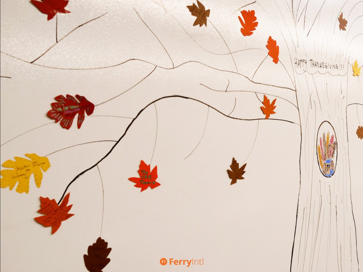FerryIntl_'s tweet photo. 'Tis the season of gratitude! At #FerryIntl, our employees wrote down what they were grateful for and attached it to our 'Gratitude Tree'. 🧡

What are you thankful for this year? Let us know in the comments!⬇️ https://t.co/91m22CaUB7