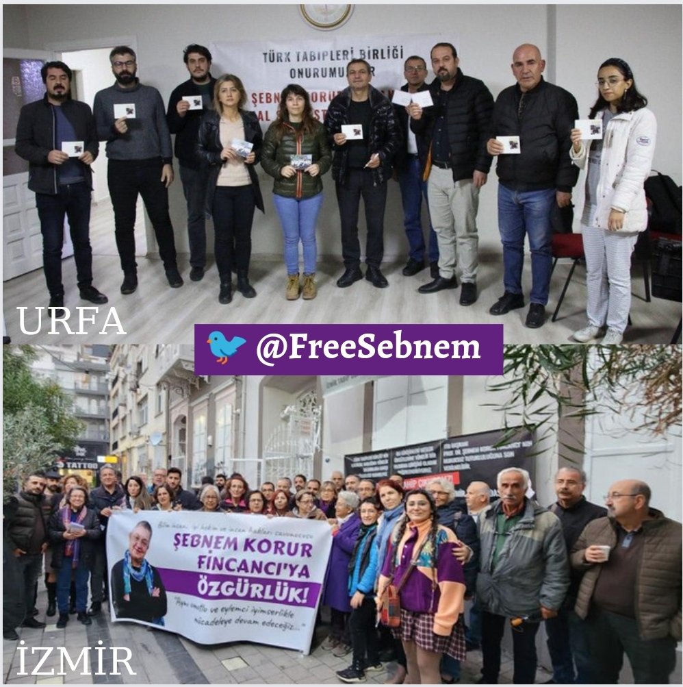 freesebnem's tweet photo. TTB Merkez Konsey Başkanı Prof. Dr. Şebnem Korur  Fincancı'nın serbest bırakılması için nöbetteyiz.

Şebnem Korur Fincancı yalnız değildir. TTB susmadı, susmayacak.

#FreedomForSebnem
#SebnemHocayaÖzgürlük
👇
İzmir - Urfa https://t.co/jfdfGGjlES