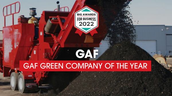 The 2022 <a href="/BigAwards/">BusinessIntelligence</a> for Business winners have been announced and GAF made the list for Green Company of the Year! We are excited for the strides made as we continue to push the needle in sustainability. bit.ly/3Fcph4Y