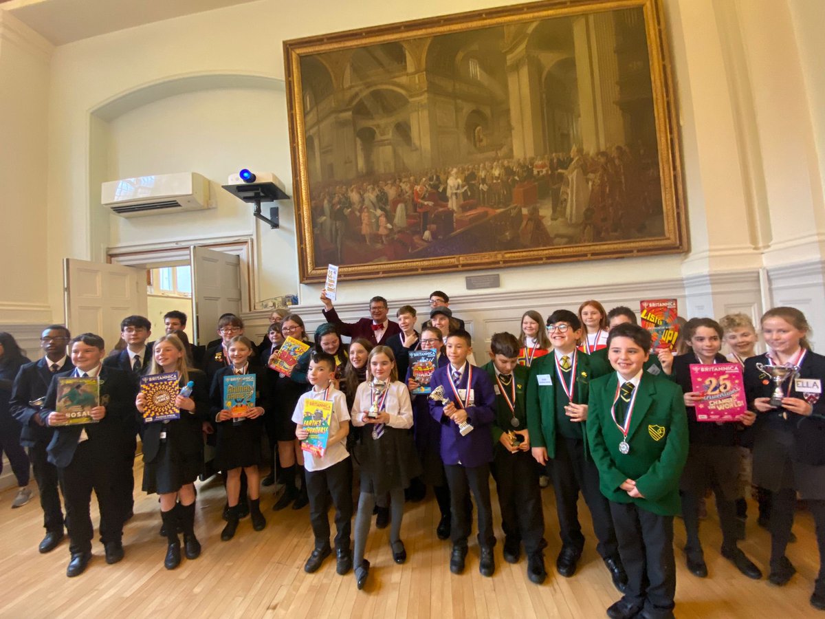 chrislloydwoep's tweet photo. Moved beyond words to have hosted the first ever @BritannicaMag Schools Quiz Championships and how thrilling that it was Cramlington Village Primary from Northumberland who won the overall championship!! @UKPrimaryTeach and they got the train to London at 4.30am!! 🤩 https://t.co/0wBlhwwmBS