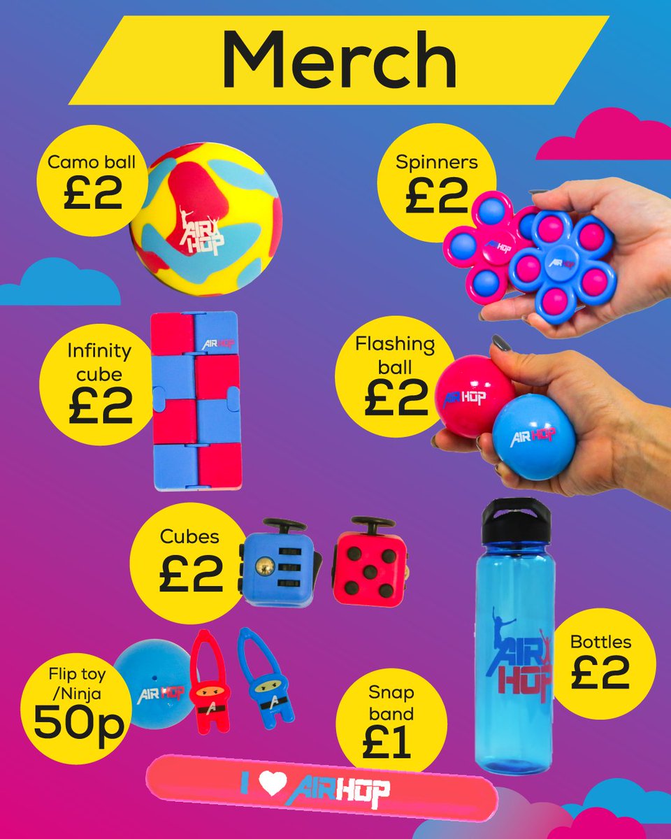 🤩Check out the latest brand new must-have #AirHop merch!!🛒⁠
🆕Lots of new items!
🎁Ideal for party bags and as stocking fillers!🎅⁠
⁠
🤑Promo offer: pick any 3 of the £2 items for £5 only!⁠
⁠
All available to buy in the park now!