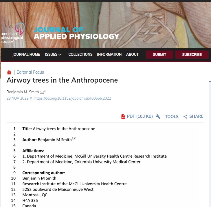japplphysiol's tweet photo. #EditorialFocus #ArticlesInPress “#Airway trees in the Anthropocene” Benjamin M. Smith
https://t.co/07AnGvHYJD #JAPPL https://t.co/m2aoQuMESL