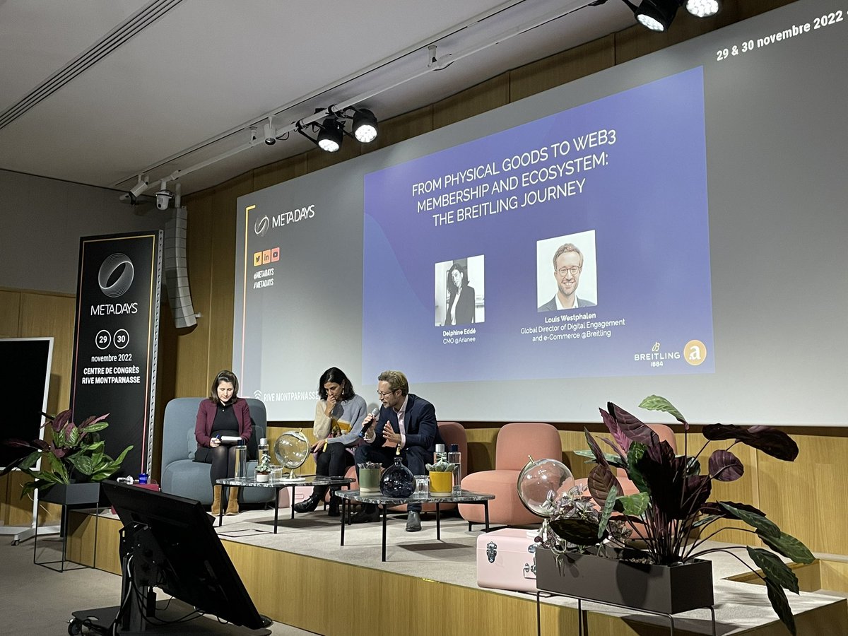 kalydeoo's tweet photo. Table ronde luxe : From physical goods to web3 membership and ecosystem: the Breitling journey
>Delphine EDDE, @ArianeeProject
>Louis WESTPHALEN, @Breitling
@CongresMETADAYS @nincoroby @jblefevre60 @tewoz @pierrecappelli @AnthonyRochand @Nicochan33 #metadays #meta22 https://t.co/EIjtpItxrS