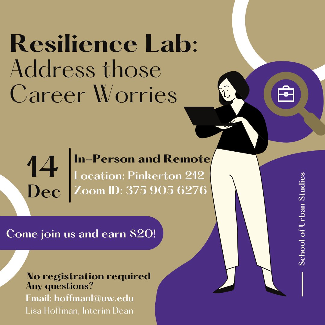 urbanuwt's tweet image. This unique session will help YOU transition to new jobs and career paths after graduation. Attend the session and tell us about your concerns about future job searches. 

More info: ow.ly/INrs50LQFn8

#urbanuwt #resiliencelab #careerworries #postgrad #UWT
