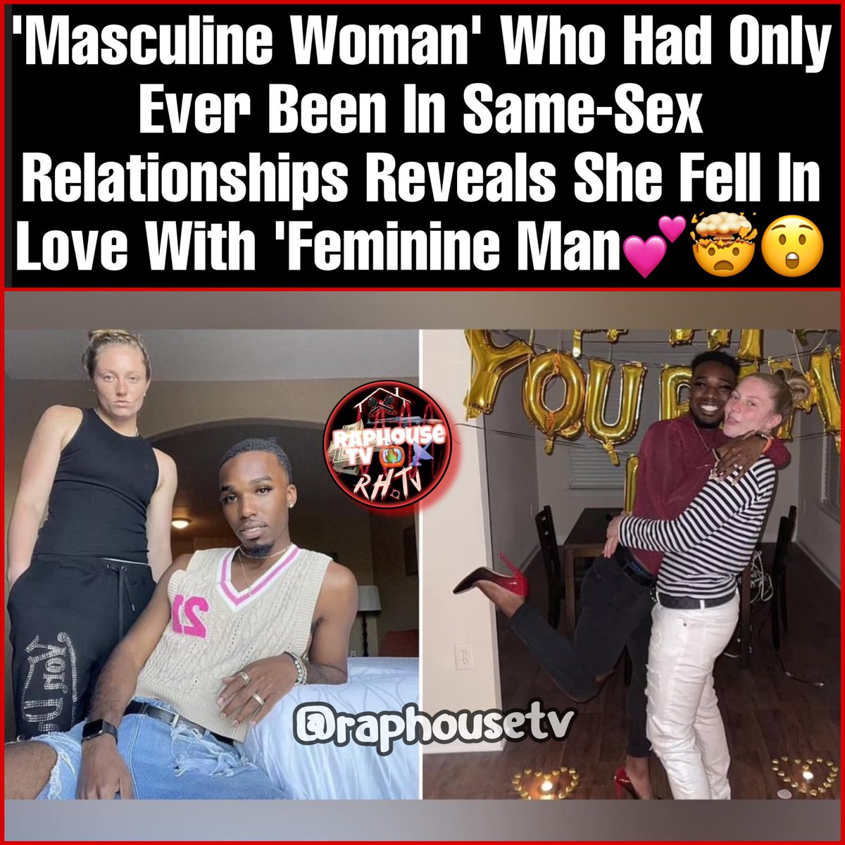 raphousetv2's tweet photo. 'Masculine Woman' Who Had Only Ever Been In Same-Sex Relationships Reveals She Fell In Love With 'Feminine Man💕🤯😲 https://t.co/FsLjNXe4Ej