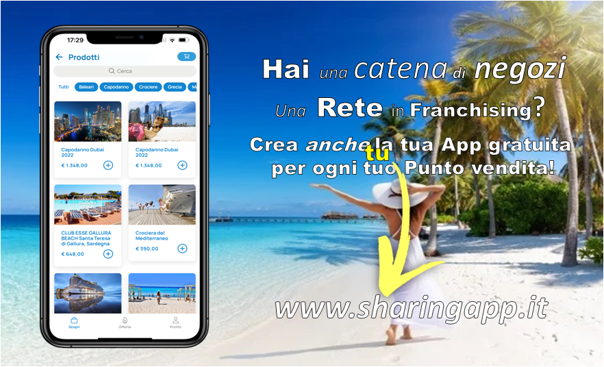 MySharingApp's tweet image. Crea la tua App gratuita, personalizzala, coinvolgi le attività del tuo territorio facendola creare anche a loro e inizia a vendere in Sharing‼️📲+👠+🍔+👔+🍕+🪴+🦮+🍉+🍹+🎾+🚴‍♂️+⛱+🏨+👜+👩‍🦱+⚽️+🧁+🍺+🍤+🍽+🏋️‍♀️+⛵️+💄=💰
#sharingeconomy #ecommerce #franchising  #network #sharingapp