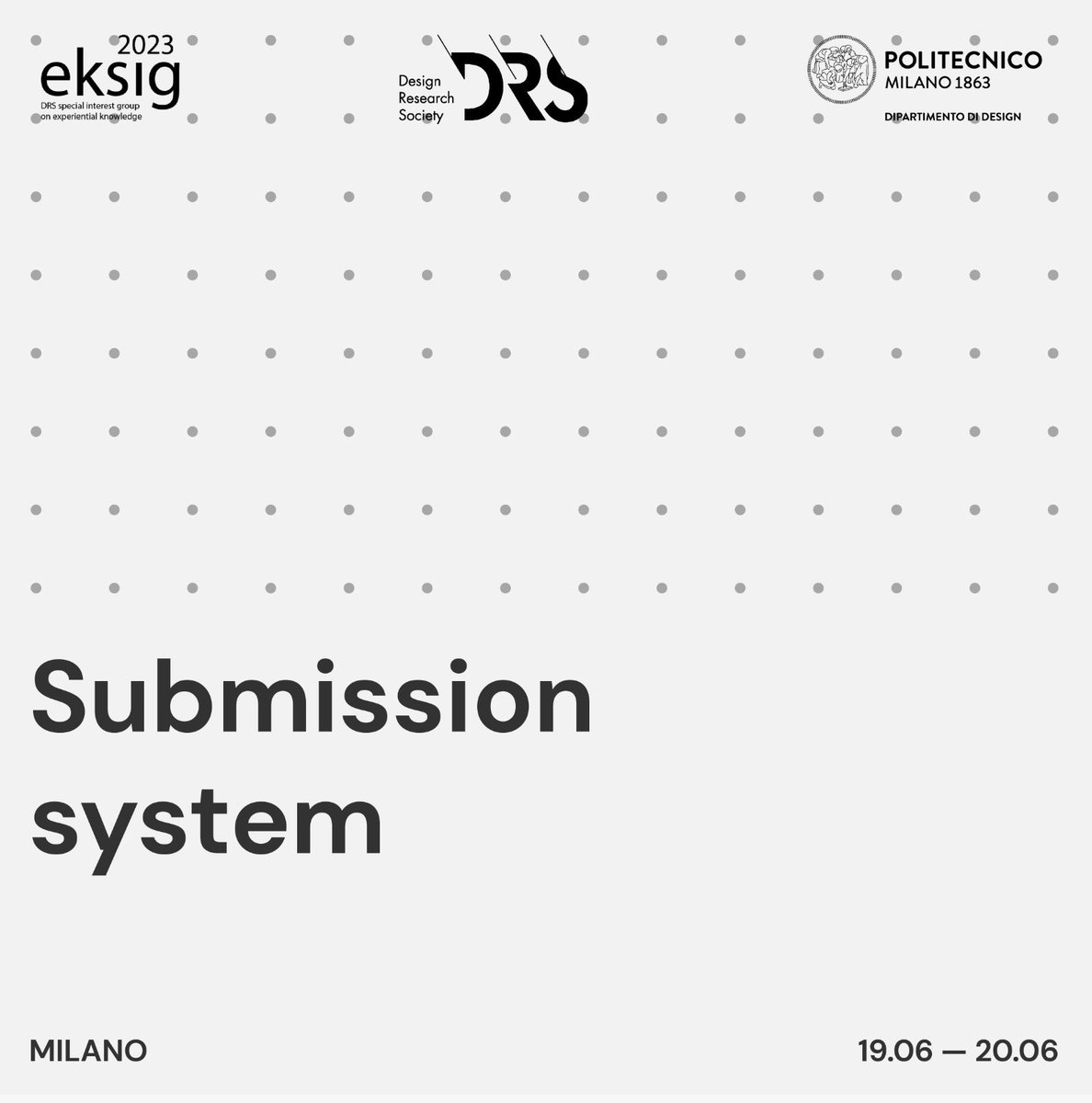 Eksig2023  submission system is now open and waiting for your contributions!

conftool.org/eksig2023
The paper submission system will be open from today until 15 January 2023, this being the due date for full papers.

For further details please visit eksig2023.polimi.it