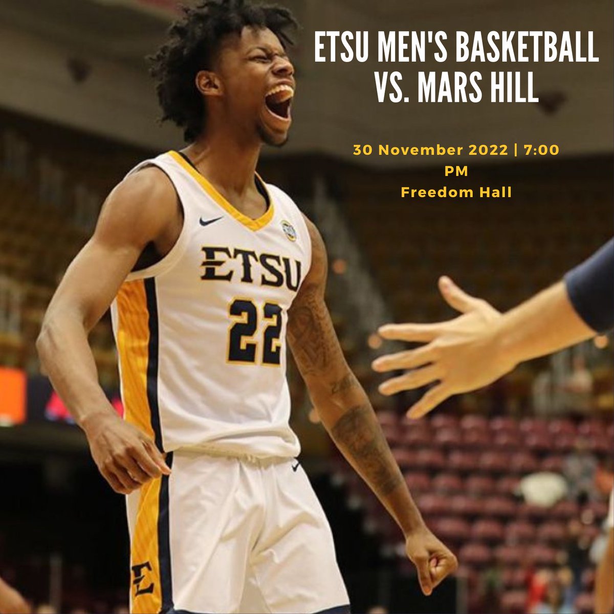 Our ETSU men's basketball team takes on Mars Hill at 7:00 p.m. tonight!

Come support your ETSU Buccaneers before finals.