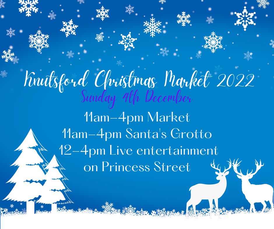 We've got lots in store for your today at the Knutsford Chrsitmas Market!
Sunday 4th December
🎁11am-4pm Market 
🎅11am-4pm Santa's Grotto
🎙️12-4pm Live entertainment on Princess Street