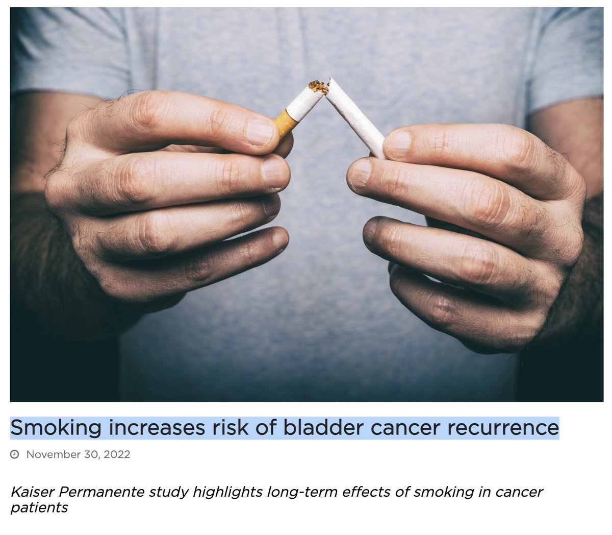 Kaiser Permanente Research NorCal (@kpdor) on Twitter photo We know that #smoking #cigarettes increases the risk of #bladdercancer. Now, a new <a href="/JAMANetworkOpen/">JAMA Network Open</a> study led by <a href="/marilyn_kwan/">Marilyn Kwan</a> & <a href="/KPDOR/">Kaiser Permanente Research NorCal</a> <a href="/kpnorcal/">KPNorthernCal</a> <a href="/PermanenteDocs/">PermanenteDoctors</a> colleagues finds it also increases risk of #cancer recurrence. <a href="/KPCancerRsrch/">KP Division of Research Cancer Section</a>
Story: ibit.ly/YYka We know that #smoking #cigarettes increases the risk of #bladdercancer. Now, a new <a href="/JAMANetworkOpen/">JAMA Network Open</a> study led by <a href="/marilyn_kwan/">Marilyn Kwan</a> & <a href="/KPDOR/">Kaiser Permanente Research NorCal</a> <a href="/kpnorcal/">KPNorthernCal</a> <a href="/PermanenteDocs/">PermanenteDoctors</a> colleagues finds it also increases risk of #cancer recurrence. <a href="/KPCancerRsrch/">KP Division of Research Cancer Section</a>
Story: ibit.ly/YYka