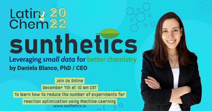 You are invited to our seminar by <a href="/SuntheticsML/">Sunthetics</a> to learn about machine learning applied to chemical synthesis. Please register at share.hsforms.com/1O_AiG4ZSTXSSf…. See you next Wednesday!
