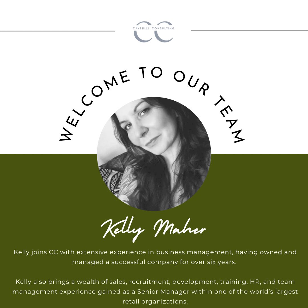New Team Member Announcement!! 📣

Cavehill Consulting would like to announce our newest member, please welcome to the team, Kelly Maher!

Kelly joins CC with extensive experience in business management, having owned and managed a successful company for over six years.