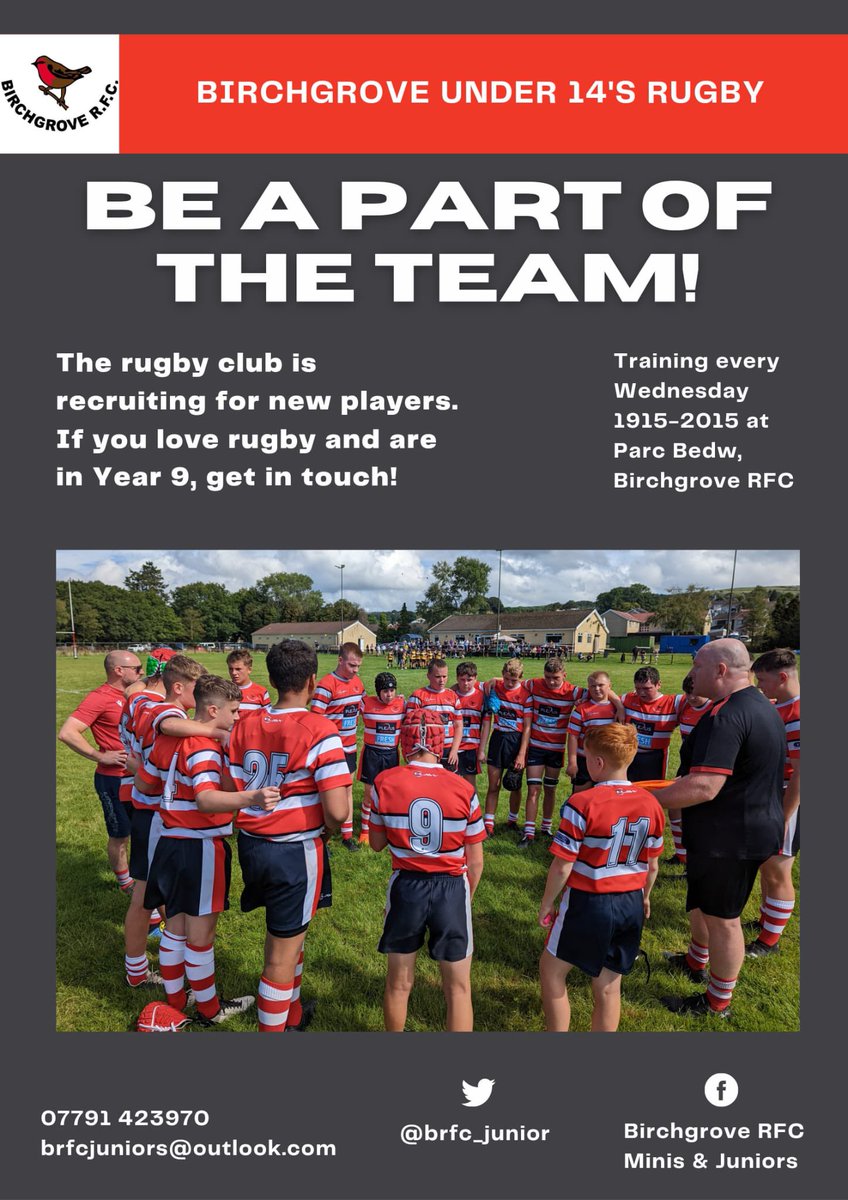 BRFC_Junior's tweet photo. Our U14’s (Yr 9) are looking to add a few more faces to our existing squad; please get in touch if interested 👍🏻🏉Please retweet  @Geth_prop @JoeGage96 @Joseph_Thomas10 @BirchgroveRFC @AGBryntawe @birchgrovecomp @CHCS_PE @MCSactive @CwmtawePE @dyfPEdept @Pentrehafod https://t.co/xFktSZW0S9