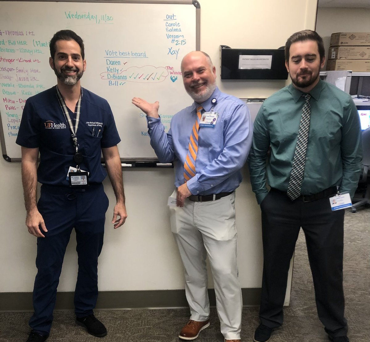 lyons_daren's tweet photo. @DrJohnMDiBi  proud of winning @UF_Urology first no shave November contest. https://t.co/El9lVH9XNz