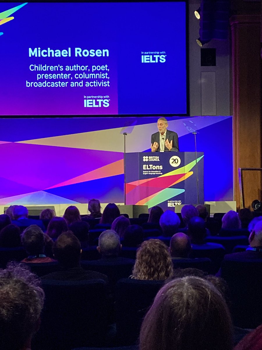 VWalker_Writer's tweet photo. Amazing evening at the #ELTons. Congratulations to all of the winners! And is it even possible to love Michael Rosen more than I do already? Noice 😍 https://t.co/W4NgCJ1hVS