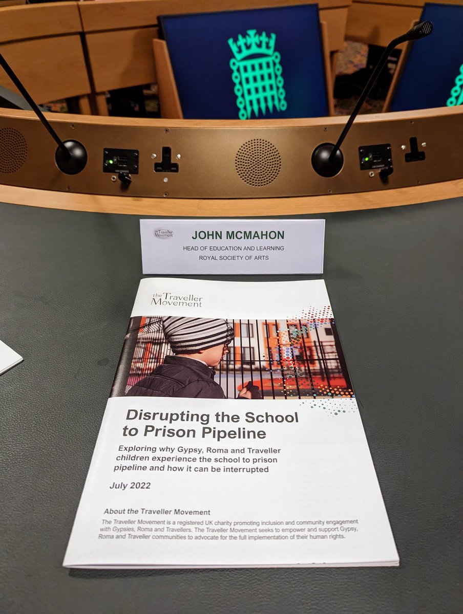 A privilege to share @theRSAorg's work on #PreventingSchoolExclusions and related, including #PinballKids, at the launch of @GypsyTravellerM's Disrupting the #SchoolToPrisonPipeline report

travellermovement.org.uk/policy-and-pub…
