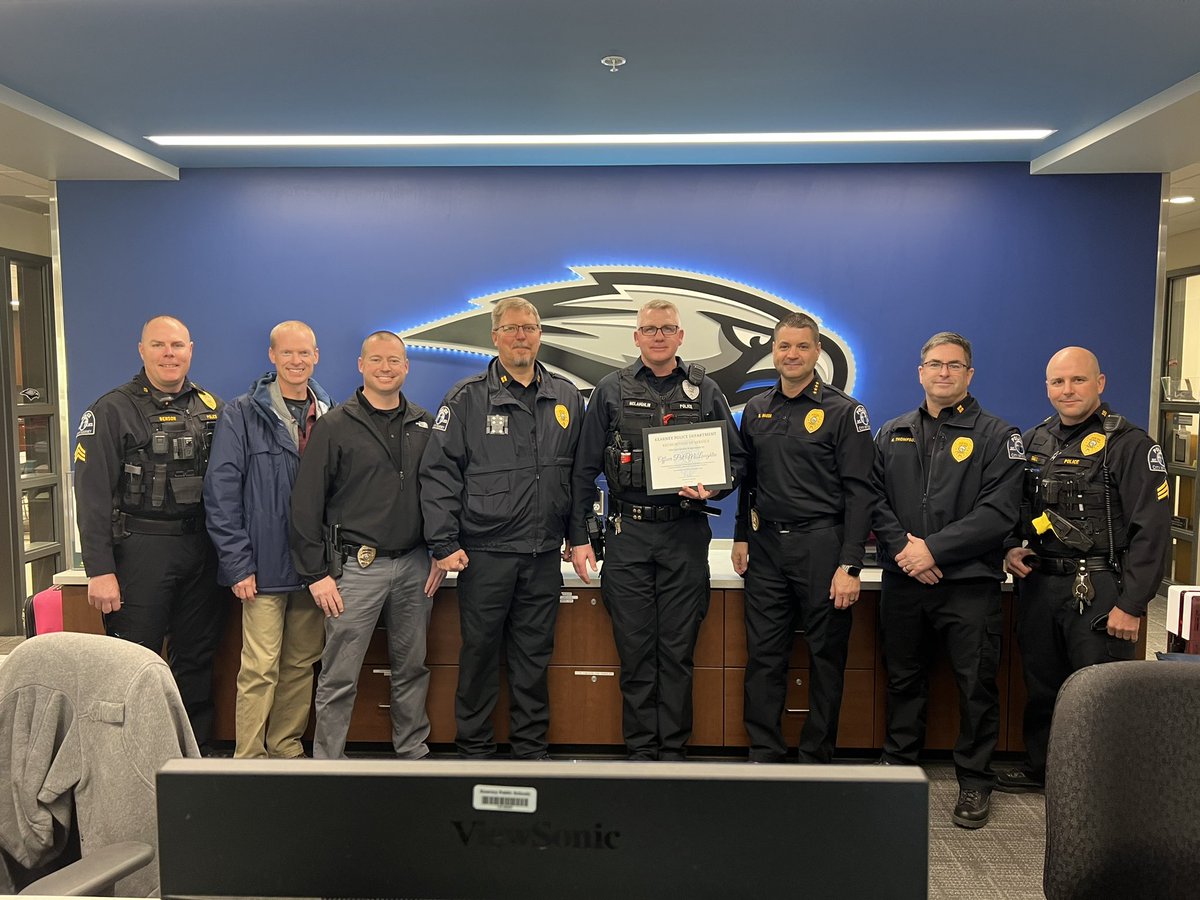 We are honored to give this 30 year service award to SRO Pat McLaughlin. He’s impacted thousands of youth in our community. Thank you Officer McLaughlin for 30 years of selfless service to the city of Kearney with 14 of those at our excellent Kearney Public Schools.