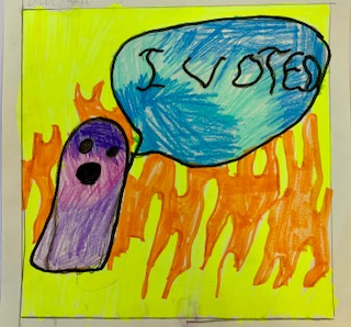 Our students couldn’t vote in the polls, but one of our talented 5th graders was elected a winner for Fresh Artists’ #VotethatJawn design challenge! Students learned about the voting process and then developed their own sticker logo. 🎨 freshartists.org/news-events/20…