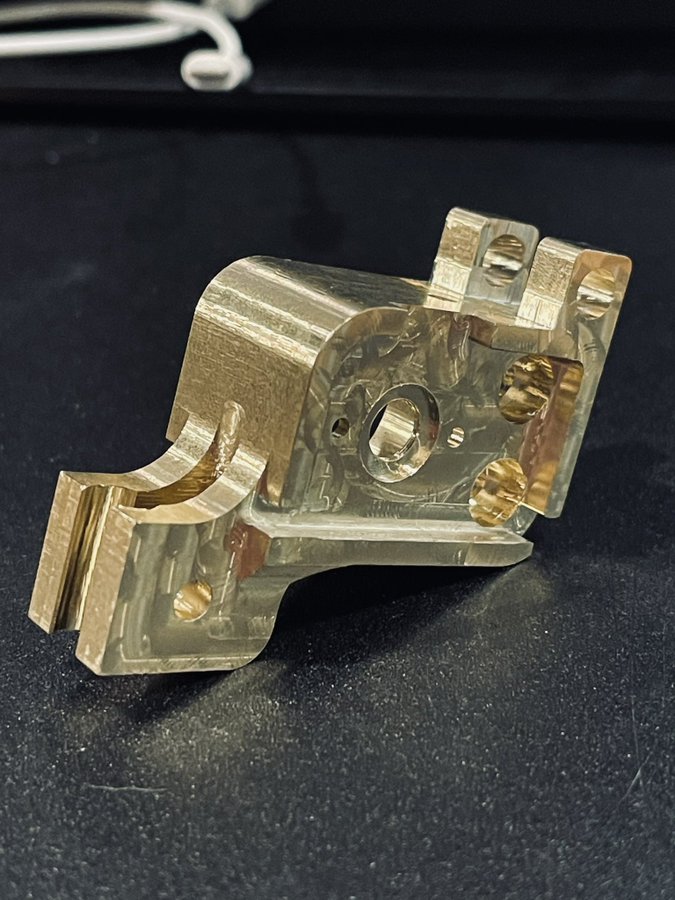 bantamtools's tweet image. Our CNC machine may be optimized for aluminum, but we'll never get enough of brass🤩 Check out this brass rotary machine frame @tmhough018 milled using our Bantam Tools Desktop CNC Milling Machine! #bantamtools #CNC #brass #desktopcnc