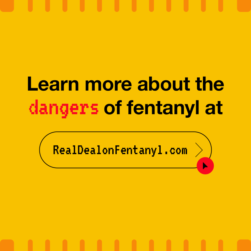 AdCouncil's tweet photo. Fentanyl is a dangerous opioid that’s 50x more potent than heroin. So why is it being laced into other drugs or used to make fake pills? Get the facts and keep yourself safe.
