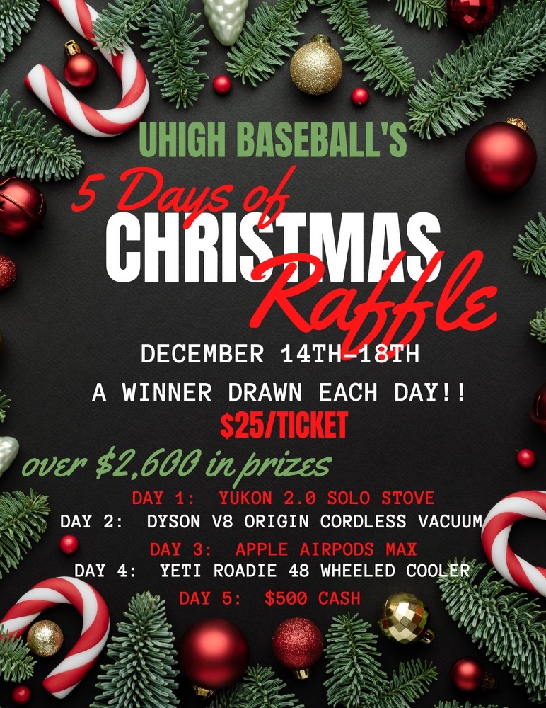 Back by popular demand. U-High Baseball Christmas Raffle! Get your ticket today!!