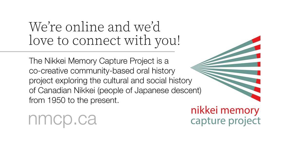 Nikkei Memory Capture Project is now online at nmcp.ca NMCP gives voice to and records memories of everyday life, while bringing together and making widely accessible histories of southern Alberta Nikkei. We'd love to hear your story @CarlyiAdams @ElaineToth2