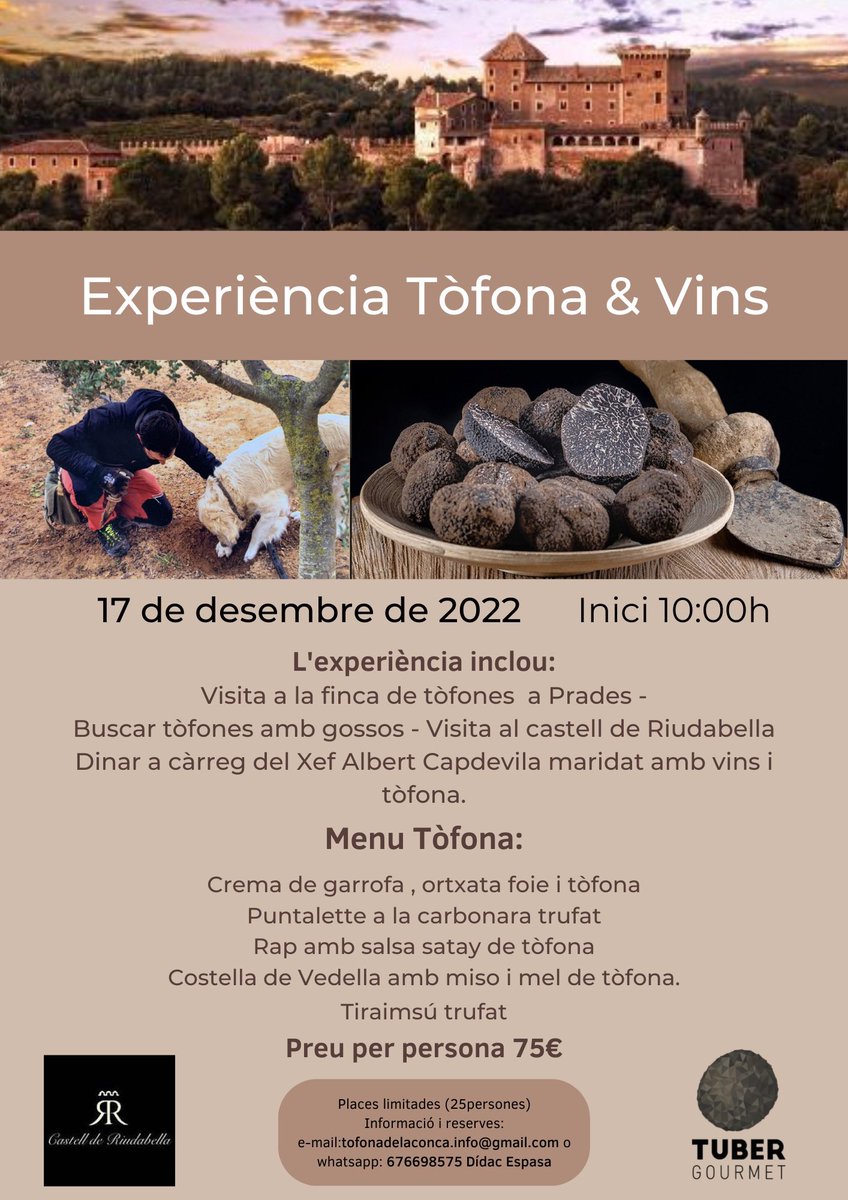 Primeres dates de l' experiència tòfona i vins! places limitades!  #trufiturismo #tubergourmet #tubermelanosporum #tofonadelaconca #trufanegra #tofona #tofonanegra #truffle #truffe #trufanegra #blacktruffle  #catalunya  #luxurylivestyle #luxuryfood #blackdiamond  #gourme