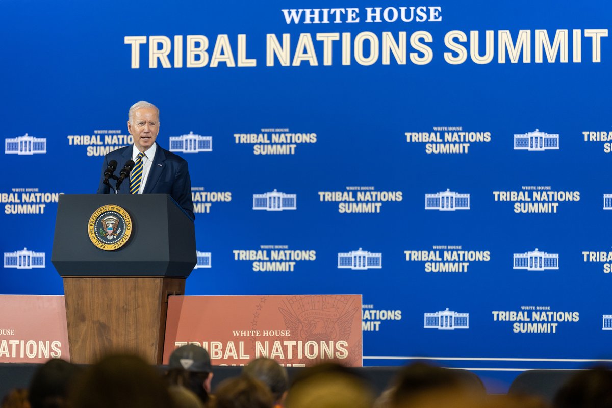 I am proud to have re-launched this convening of Tribal nations and elevated it into the White House Tribal Nations Summit.
 
On my watch, we're ushering in a new era of advancing the way the federal government works with Tribal nations.