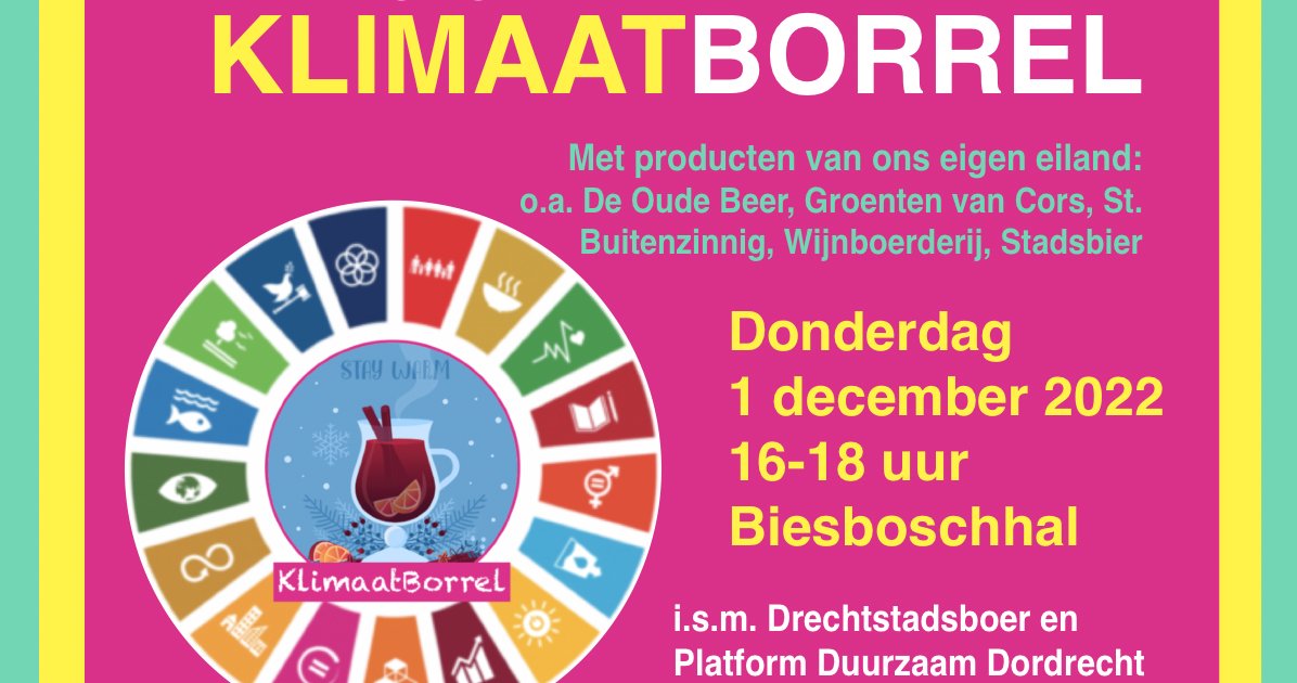 KlimaatBorrel met GroenBlauwe Stad: Hoe ziet Dordrecht er in 2040 uit dlvr.it/SdddnD