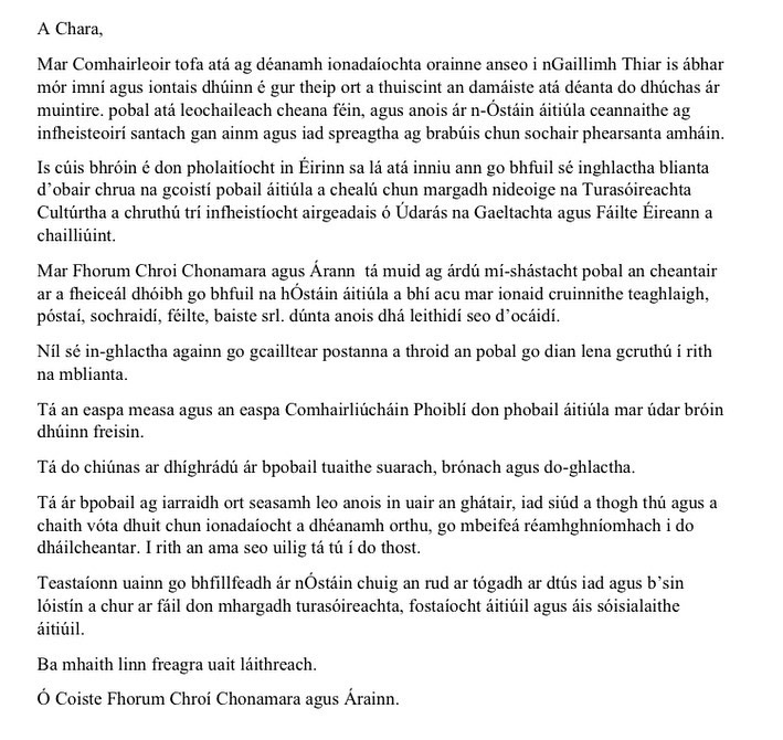Coiste Fhorum Chroí Chonamara agus Árainn tweet media