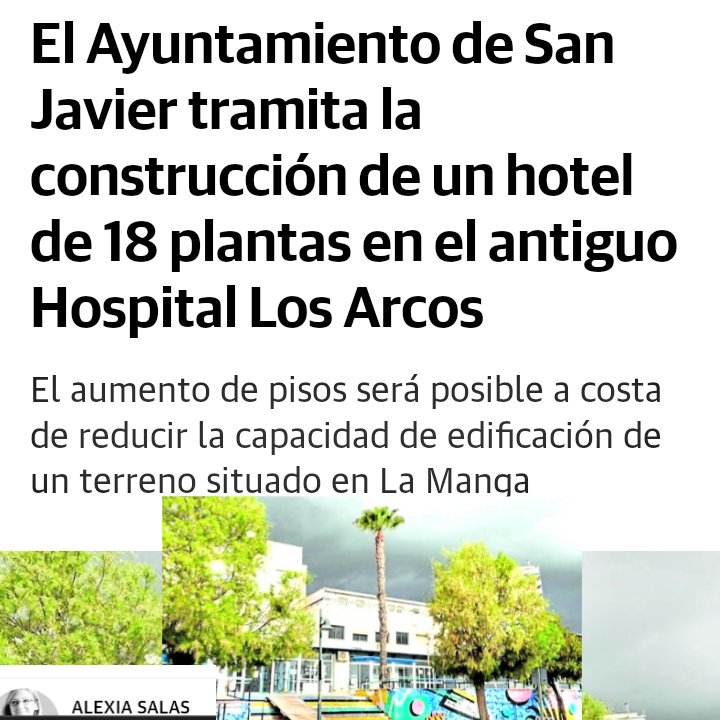 NO TOQUEIS el Hospital de Los Arcos antiguo, era un edificio PÚBLICO.

¿Qué modelo de negocio y turismo cutre, ancestral y poco práctico es hacer una TORRE de 18 PISOS en primera línea de la playa?

¿Esa es la Excelencia planificada para optar a "Ciudad del Espacio" en moratoria?