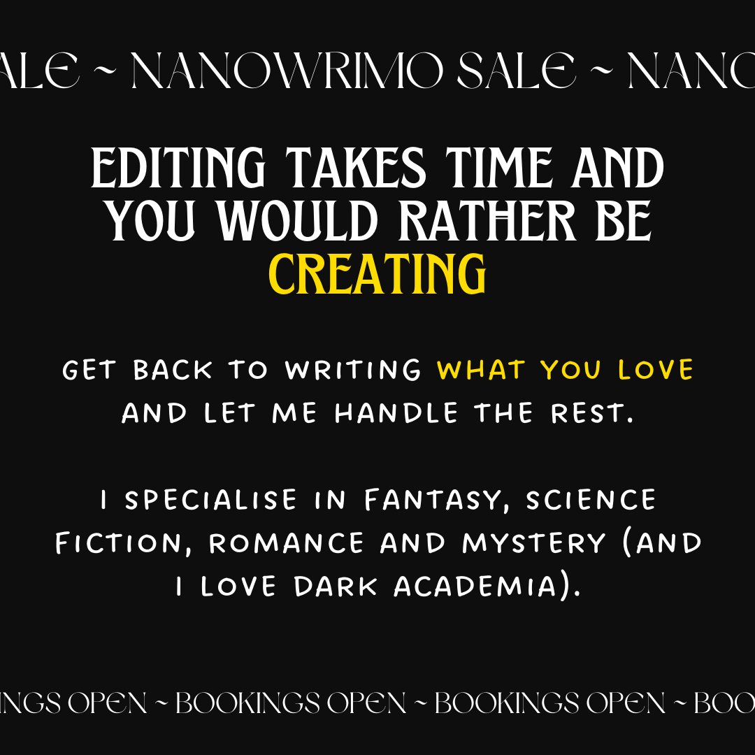 itsquinnli's tweet photo. My bookings are officially open again and we're kicking off with an exclusive Nanowrimo $40 OFF sale! For limited time until 15th Dec 22

I want you lovely writers to make the most of this, so check out https://t.co/2gs53EdGIw for all the info!

Comment any q's ✒️❤ https://t.co/6LwTKnTu90