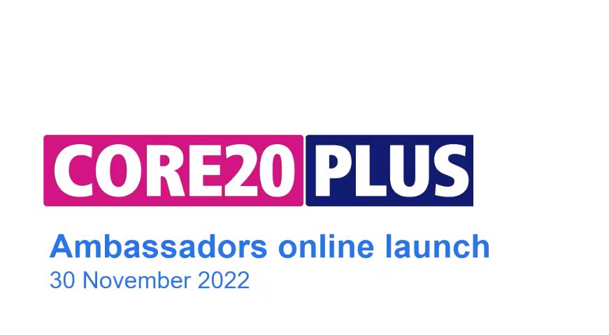 Delighted to join a virtual room full of passionate individuals across the country at the Core20PLUS Ambassadors launch