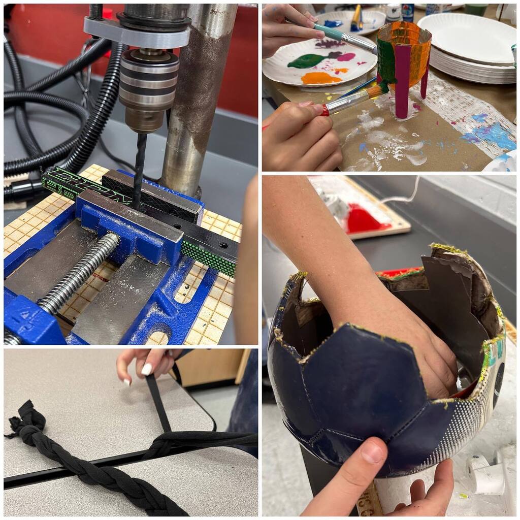 #projectoftheday #madisonmakers making progress on our prototype solutions for the #upcycling design challenge! #recyling #sustainability #makereducation