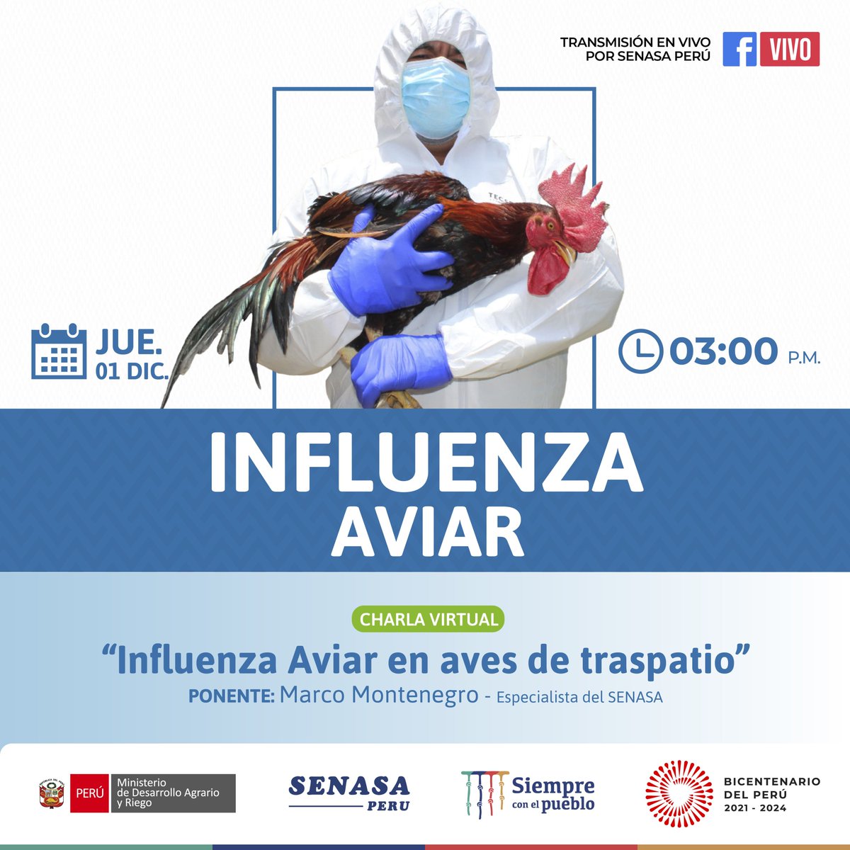 🚨#Atención: 🧑🏽‍🌾📢¡Únete,participa y comparte! 🇵🇪🐓Amigo avicultor, resuelves tus dudas sobre la #InfluenzaAviar 📲 Comparte tus preguntas en los comentarios.👇🏾