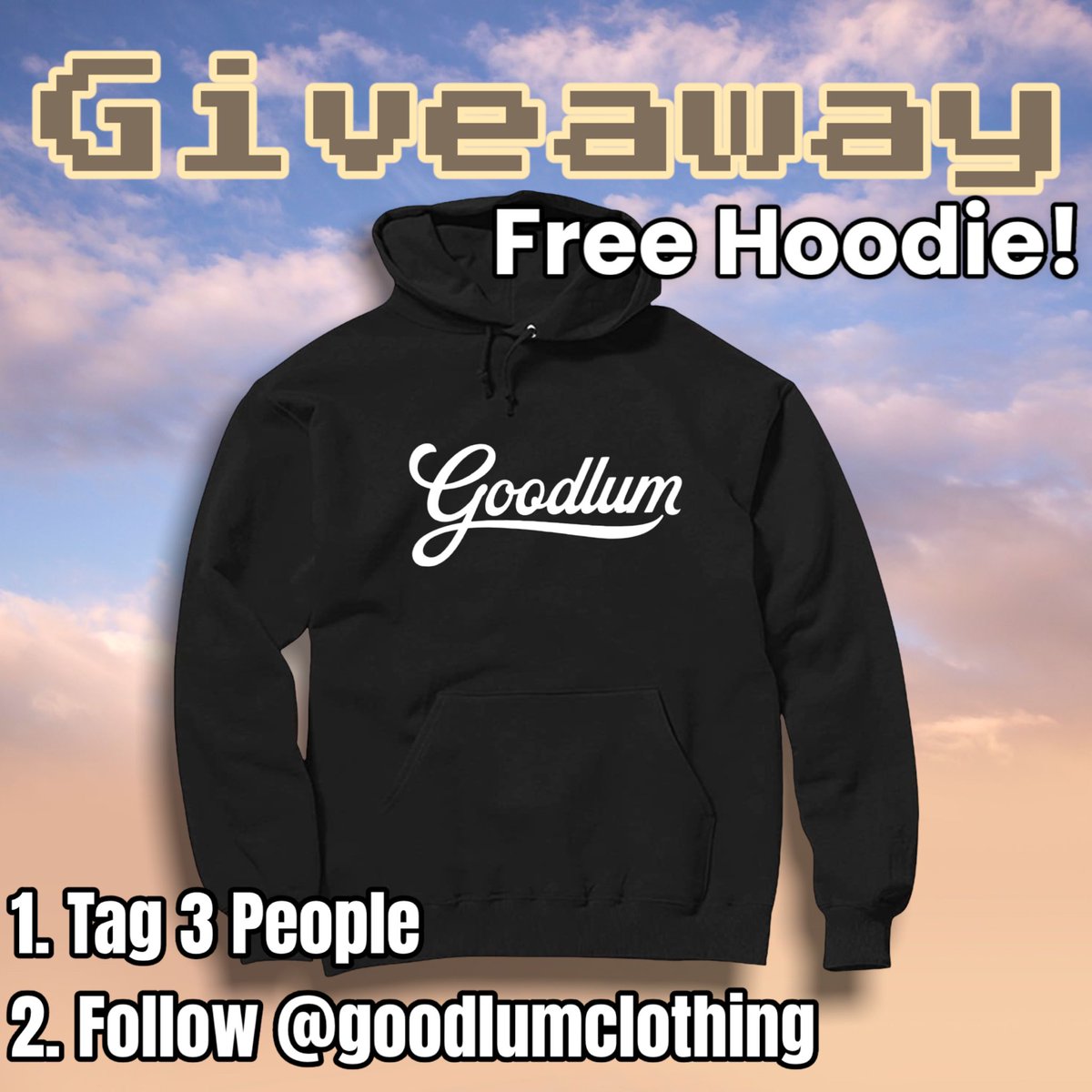 Free hoodie #Giveaway 
To Enter:
1. Tag 3 people
2. Follow <a href="/goodlumclothing/">Goodlum.eth</a> 
 
Winner will be chosen with #Twitterpicker 

*Free shipping within US only
#rt4xp #goodlum