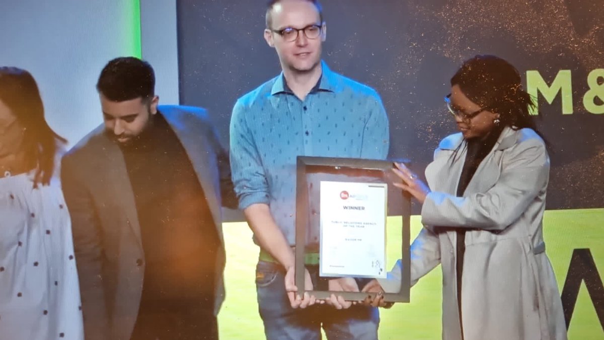 dustinchick's tweet photo. This evening Razor was makes PR Agency of the Year by the Financial Mail. what a remarkable team of remarkable people working with clients to build some of South Africa’s greatest reputations. What an immense privelage. Take a bow Team Razor what an achievement https://t.co/erfk5rGw6S