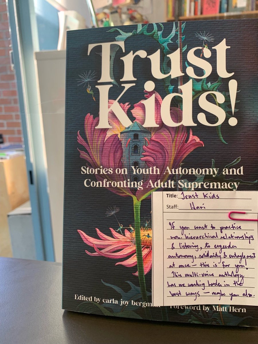 Analog Blurb💫Trust Kids by @HariAlluri 'if you want to practice non hierarchical relationships & listening, to engender autonomy, solidarity & entanglement at once - this is for you! This multi-voice anthology has me working harder in the best ways - maybe you also.'@MassyBooks