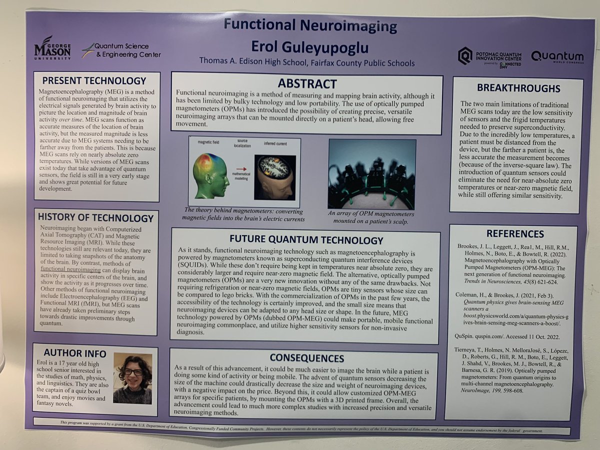 MeemersVa's tweet photo. Have you visited the #QWC2022 Education Gallery? Local high school students created posters of the challenges that #Quantum could solve in 10 yrs. Come take a look! @ConnectedDMV @JessLRosenberg #EmergingTech https://t.co/cgLL2gvIQA